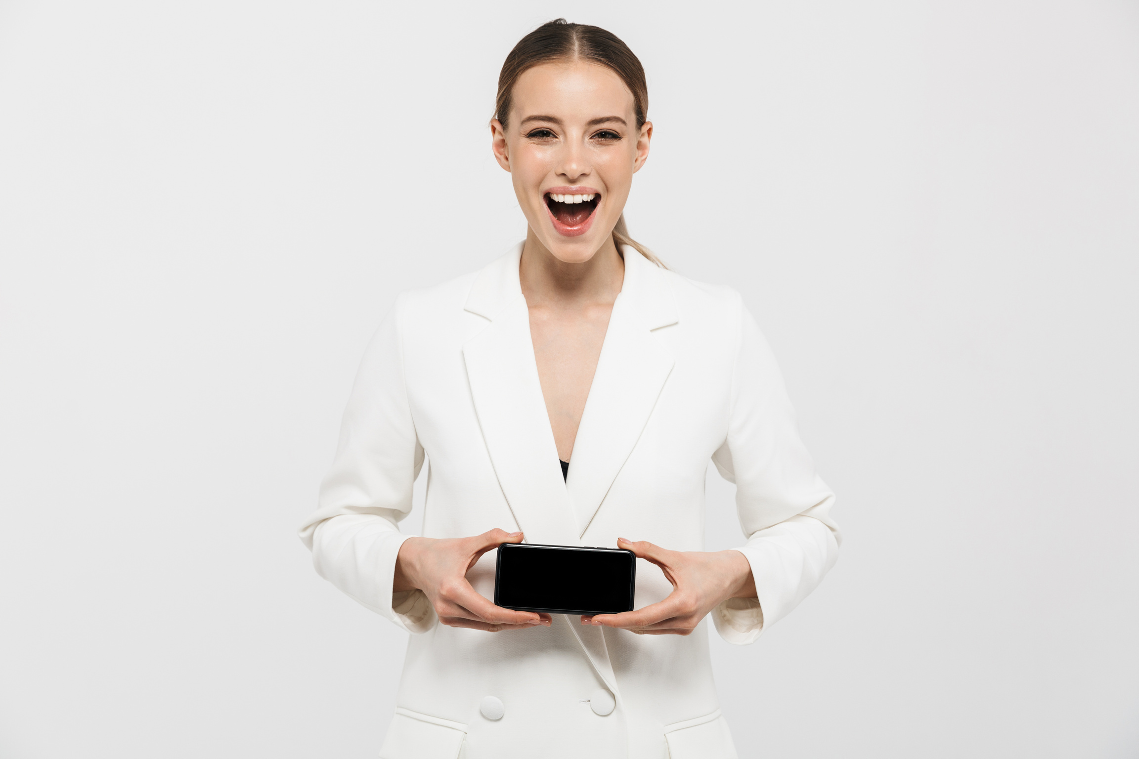  Businesswoman Wearing Elegant Jacket  